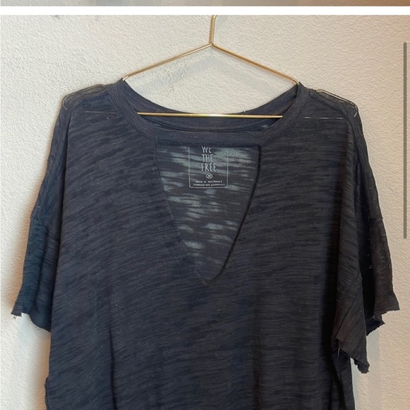 Free People We the Free Jordan Burnout Tee Shirt Oversized Boho V Neck Concert - Picture 5 of 9
